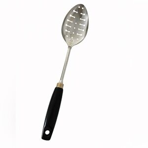 Vintage EKCO Slotted Spoon 12” Chromium Plated Stainless Steel Black Handle